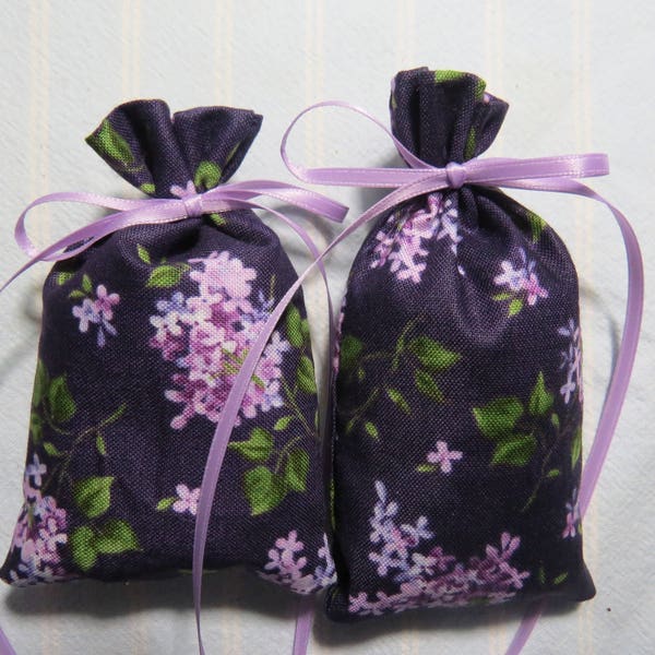 Purple 4"X2" Sachet- 'Lilac' Fragrance-Pink/Lavender Bunches of Lilacs-Mother's Day-Cotton Hand-Blended Botanical Sachet-Cindy's Loft-278-1