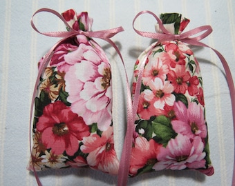 Floral Theme 4"X2" Sachet-'Violet' Fragrance-Pink/Green Floral-Cotton Hand Blended Botanical-Cindy's Loft-367-6-Spring