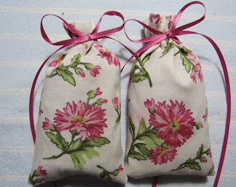 Carnations 4"X2" Sachet-'Carnation' Fragrance-Antique Pink/Mauve-Cotton Botanical Hand Blended-292-2*