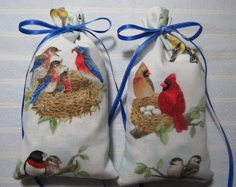 Birds with Nests 5"X2" Sachet-'Spring Fling' Fragrance-Cardinals/Bluebirds Unisex Sachet-Cotton Fabric Botanical Sachet-Cindy's Loft-091-4