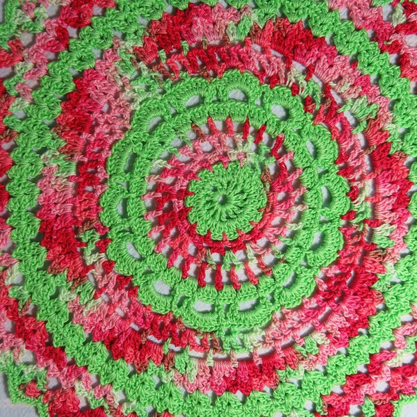 Lime Green Doily-10 inch Doily-Salmon Doily-Hand Crocheted Egyptian Cotton Doily-Cindy's Loft