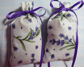 Sprigs of Lavender 4"X2" Sachets-'Classic Lavender' Fragrance-Purple/Ivory-Cotton Hand-Blended Botanical Sachet-Cindy's Loft-180-13