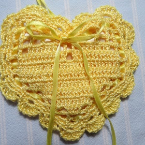 Hand Crocheted Heart Sachet: Lily of The Valley Scent, Light Yellow