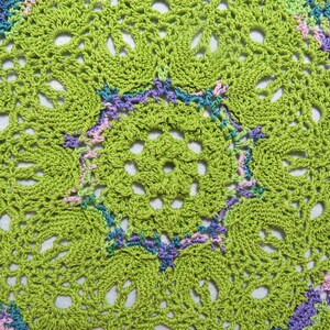 Spring Green Doily-13 inch Doily-Pineapple Teal,Purple,Pink Variegated Textured Doily-Hand Crocheted Egyptian Cotton Doily-Cindy&#39;s Loft!