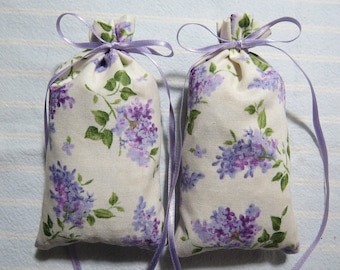 Lilacs 5"X2" Sachets-'Fresh Cut Lilacs' Fragrance-Cream with Lavender Lilacs Sachet-Cotton Botanical Hand Blended Sachet-337-1