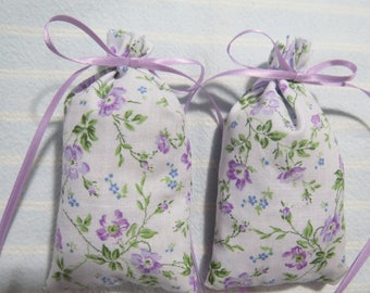 Tiny Flowers 4"X2" Sachets-'Lily of the Valley' Fragrance-Dainty Blue/Lavender Flowers-Cotton Botanical Hand Blended-Cindy's Loft-184-12