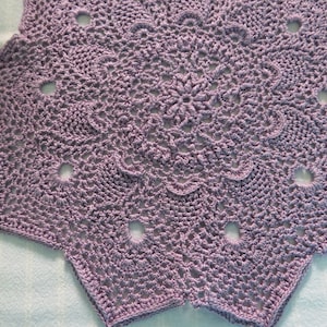 Violet 12 inch Doily-Patricia Kristoffersen Designed-Opera Thread-Hand Crocheted Textured Cotton-Cindy&#39;s Loft