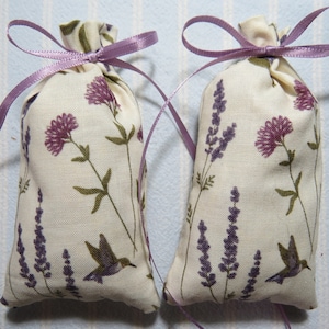 Wildflowers 5&quot;X2&quot; Sachet-&#39;Lavender Sandalwood&#39; Fragrance-Hummingbirds/Sprigs of Lavender-Cotton Hand-Blended Botanical-Cindy&#39;s Loft-230-5!