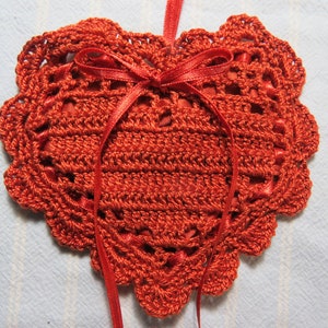 Crocheted Heart Sachet: Copper Backwoods Fragrance, Satin Lined