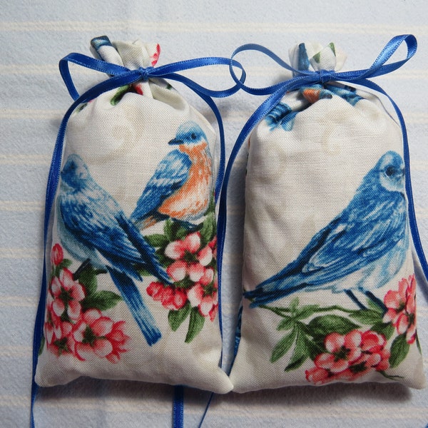 Bluebird 5"X2" Sachet-'Cranberry Woods' Fragrance-Birds/Apple Blossoms Unisex Sachet-Cotton Hand-Blended Botanical-Cindy's Loft-053-22