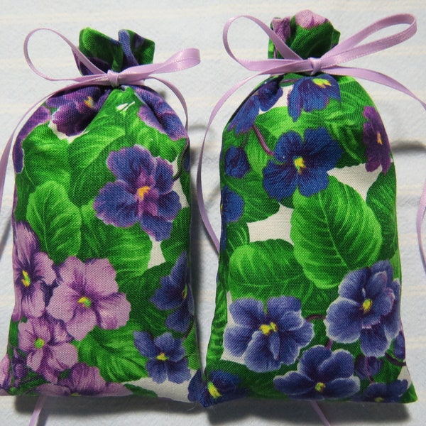 Violets 5"X2" Sachet-'April Violets(*type)' Fragrance-Blue/Purple/Violet/Mauve Violets-Mother's Day-Cotton Botanical-Cindy's Loft-251-6