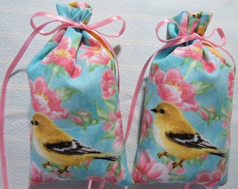 Goldfinch 5"X2" Sachet-'Apple Blossom' Fragrance-Pink Blossoms Sachet-Cotton Hand-Blended Botanical Sachet-Cindy's Loft-052-12