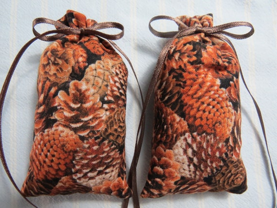 Autumn/Fall/Winter Pine Cones 4"X2" Sachet-'Roasted Pine Cones' Fragrance-Cotton Fabric-111-4!