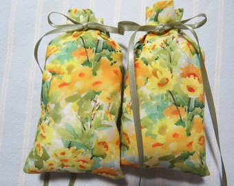 NEW-Sunflowers 4"X2" Sachet-'Sunflower Days' Fragrance-Yellow Gold Sunflowers-Cotton Hand-Blended Botanical-122-7