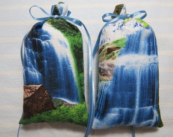 Waterfall 5"X2" Sachet-'Secret Waterfall' Fragrance-Blue/White Waterfall Unisex-Cotton Hand-Blended Botanical-Cindy's Loft-229-10