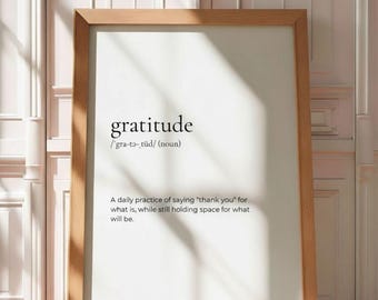 Gratitude Definition print, Gratitude definition art poster, Gratitude definition wall poster, Gratitude poster