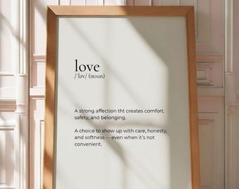 Love Definition print, Love definition art poster,Love  definition wall poster, Love poster
