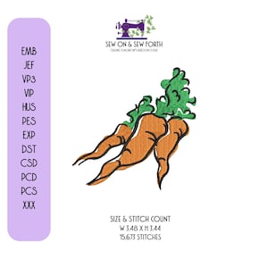 Carrot Bunch, Vegetable Machine Embroidery Design