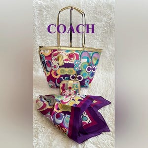 Coach Rare Bundle (3pc) Bag Wallet Scarve Set