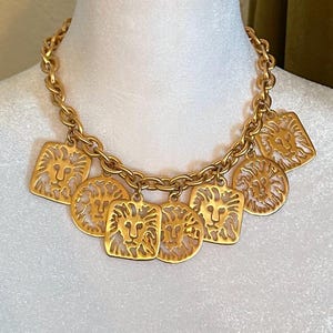 Vintage Matte Gold tone with Ornate Pendants Necklace