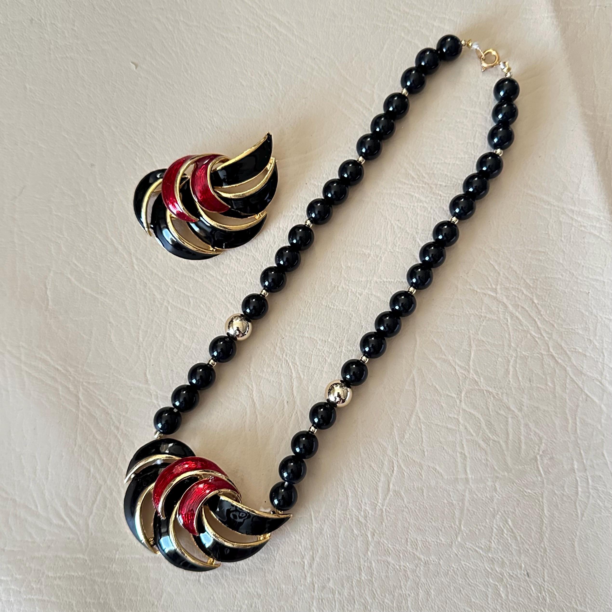 ヴィンテージエナメルネックレス＆ブローチセット - Etsy 日本