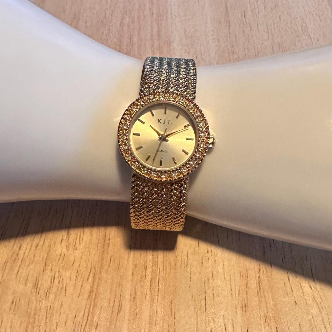 Vintage Kenneth Jay Lane Interchangeable Watch, Pink, Blue, Black, Gold Tone Kenneth Jay Lane Wristwatches for sale | eBay main image 2
