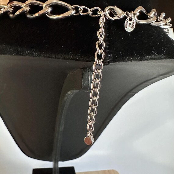 Stunning Enamel and Silver tone Statement Necklac… - image 7