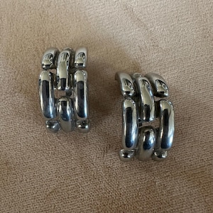 Vintage Givenchy Silver-tone Clip Earrings Signed