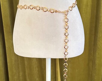 EUC Anne Klein Chain Belt Gold VTG Anne Klein Elephant Metallic Belt Gold Tone Chain Buckle  main image 2