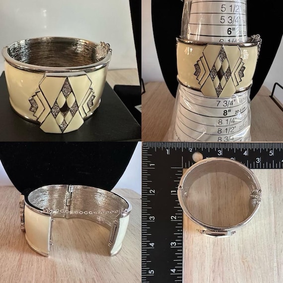 Stunning Enamel and Silver tone Statement Necklac… - image 2