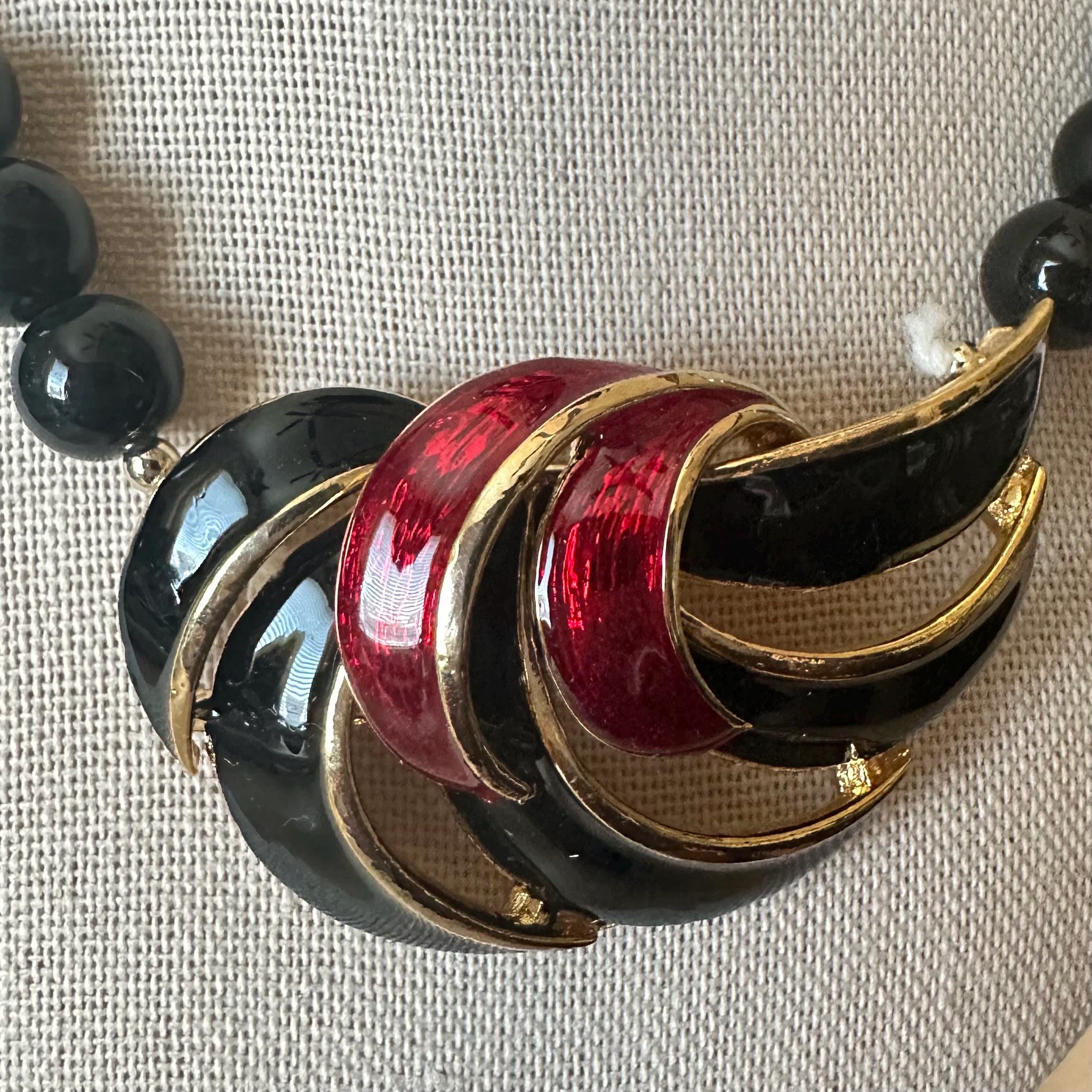 ヴィンテージエナメルネックレス＆ブローチセット - Etsy 日本