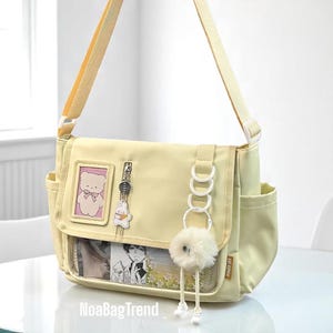 Sac à bandoulière Harajuku Itabag transparent pour fille - Sac à main d'école kawaii avec présentoir pour badges DIY - Joli sac à bandoulière transparent