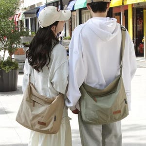 Japanische Canvas Umhängetasche Extra Groß für Frauen und Männer, Schulter Hobo Tasche, Messenger Laptop Klassische Tasche für Reisen, Geschenk für Sie