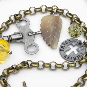 An Embellished Brass Chain Necklace Brings the Past to the Forefront. Trendy V-Shaped Necklace