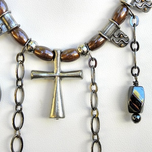 A Sterling Cross and Hemalyke Beads Form A Unique Necklace, Chain, Handmade, Inspiring