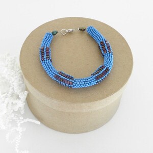 SALE This Simple but Dressy Handmade Blue and Purple Beaded Bracelet Will Not Go Unnoticed.
