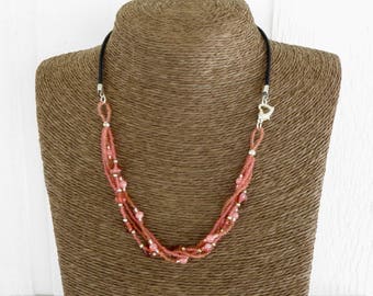 Pink Beaded Necklace: Handmade Teen Heart Jewelry