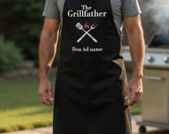 The Grillfather Personalized cotton Apron, Custom BBQ Apron for Men, Funny Gift for Dad, Husband Birthday Gift, Dad gift bbq, chef gift
