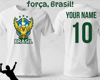 Custom Brazil Football Shirt, Personalized Brasil Soccer Tee, Canarinho Bird Supporter T-Shirt, World Cup 2026 Fan Gift, Brasil Jersey Style