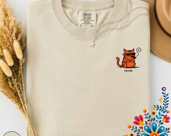 Ginger Cat life Comfort Colors Tee, Gift for Cat lovers , Orange cat life Shirt, Crewneck Cozy Cat life T-Shirts for Gifts , funny cat tee