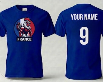 Personalized France Football Shirt, Custom Rooster Soccer Tee, Les Bleus Supporter T-Shirt, World Cup 2026 French Fan Gift