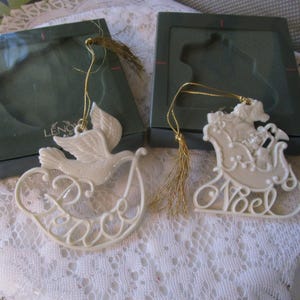 2, Lenox Ornaments, Peace Ornament, Noel Ornament, Christmas Ornaments, Porcelain Ornaments, Lenox Christmas, Dove Ornament