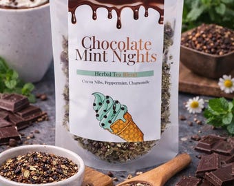 Cocoa Mint Herbal Tea for Evening Relaxation | Cozy Caffeine Free Night Tea