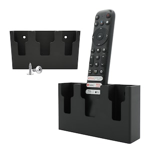 Remote Control Wall Holder (1–3 Slots) – TV/AC/Streaming Remote Caddy | Screws Included – Adhesive NOT Included | Black or White