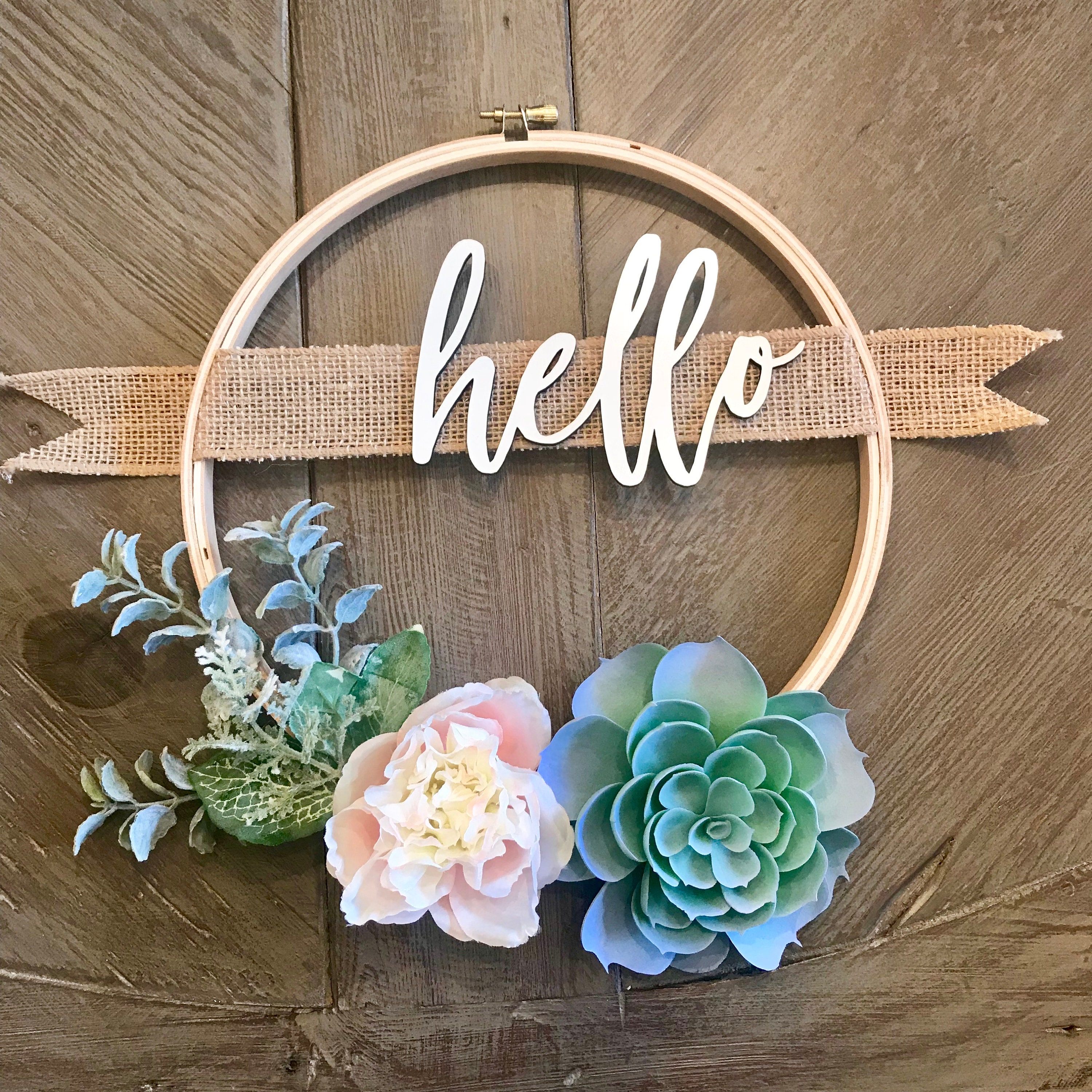 12In Couronne Personnalisée - Succulente avec Nom de Famille ou Salutation Cadeau Personnalisé Cerce