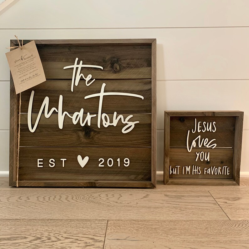 Download Custom Family Name Sign 15x15 inch wood frame Farmhouse | Etsy