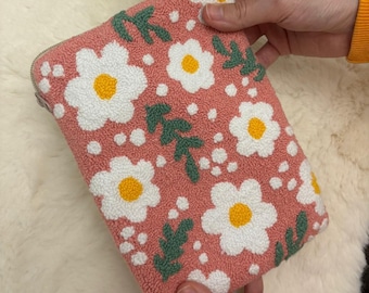 Floral Punch Needle Kindle Cover: Handmade Tablet Sleeve