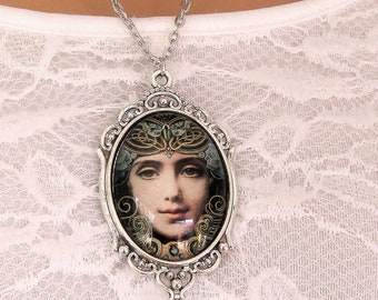 Victorian  Necklace, Victorian Necklace, Goddess Pendant, Cameo Jewelry, Goddess Jewelry, Art Nouveau Necklace, Pendant Necklace