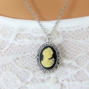 Victorian Lady Cameo Necklaces in Silver Settings Choice of Colors, Cameo Jewelry, Victorian Jewelry, Silver Necklace, Victorian Cameo