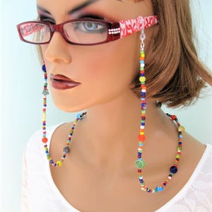 Colorful Beaded Eyeglass Chain, Handmade Jewelry, Glasses Chains,  Eyeglass Holder, Eyeglass Chain, Beaded Necklace, Eyeglass Necklace